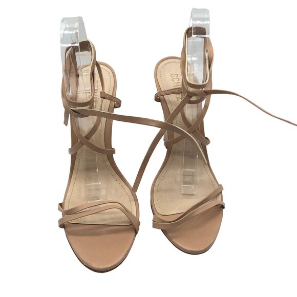 Schutz Womens Deonne Beige Leather Strappy Wedge Heel Sandals Size 10.5B - Picture 3 of 10